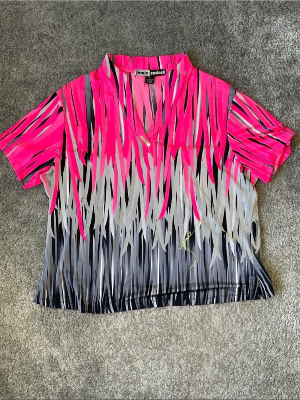 EC Jamie Sadock Short Sleeve Lightweight Top Pink/ Black / Grey - Size XL